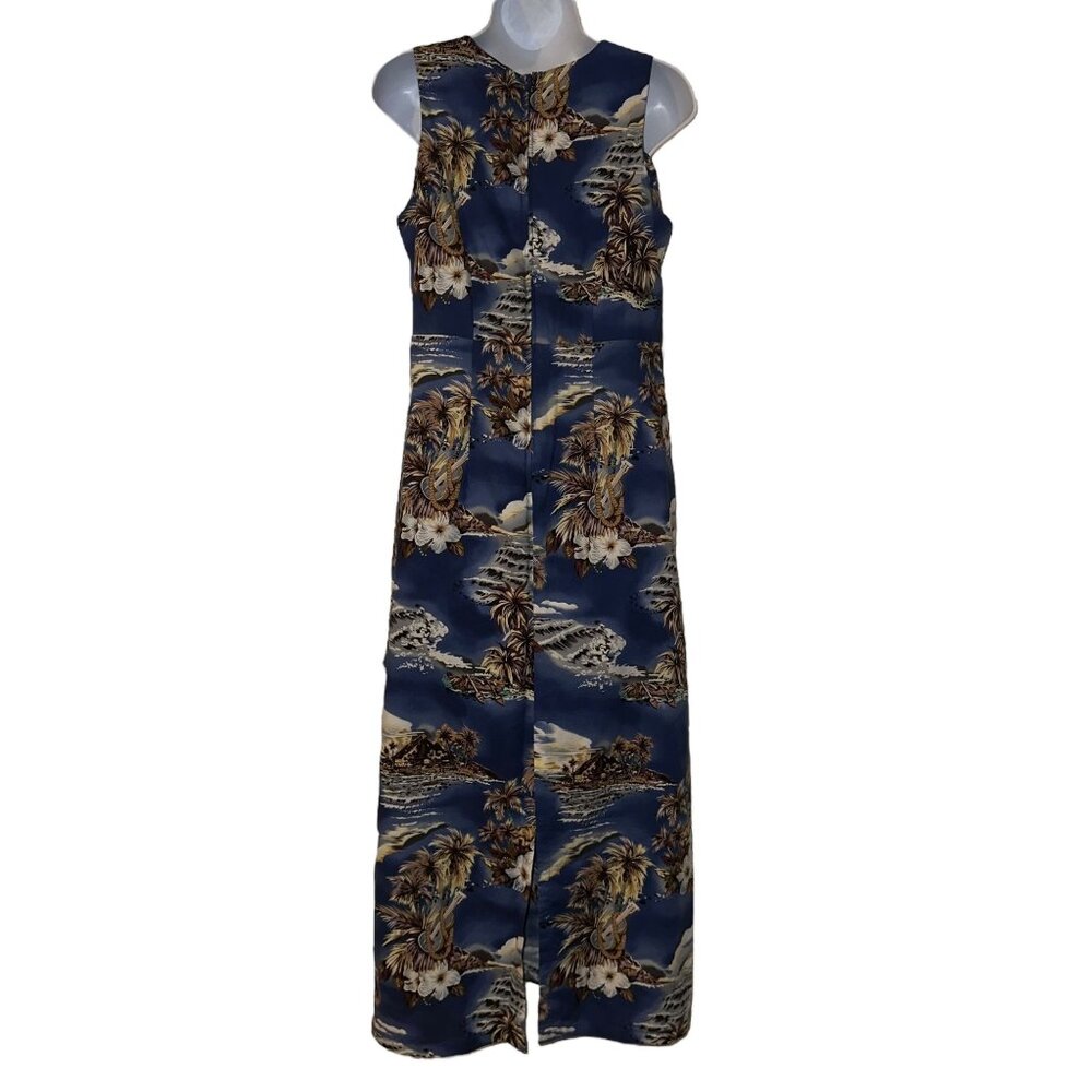 Vtg Hilo Hattie Hawaii Muumuu Beach Dress Womens 8 Blue Mumu Floral Hawaiian - Picture 6 of 10